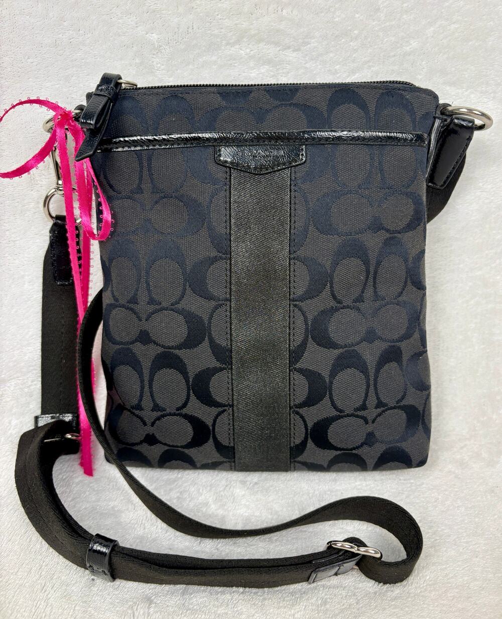 Coach Y2K Legacy Swingpack, Black Signature Jacquard with Leather Trim and Charm